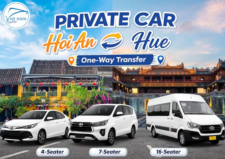 Private Car from Hoi An To Hue or vice versa (One way)